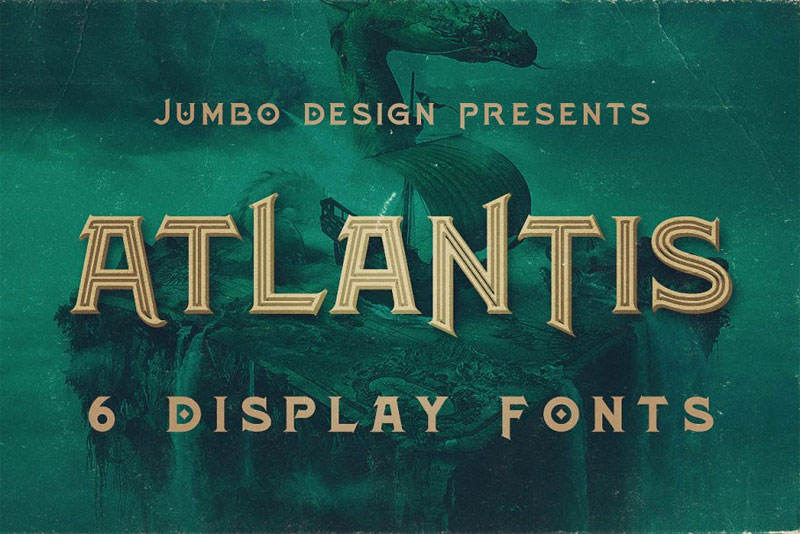 atlantis vintage style steampunk font