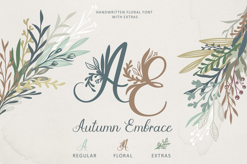 autumn embrace floral vine font