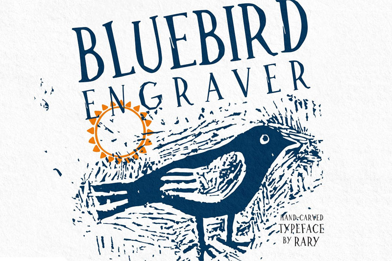 bluebird engraver stamp font