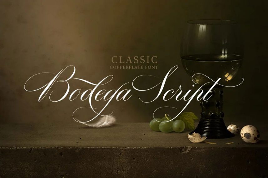 Bodega Script Elegant Wedding vine font