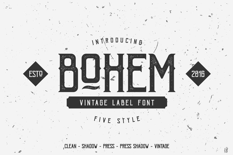 bohem typeface stamp font