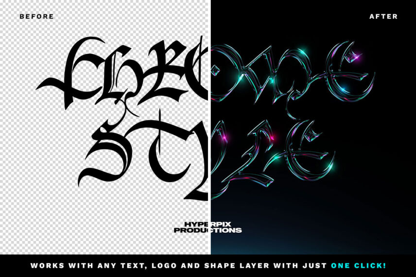 Neon Chrome Text Effect Vol.2 Download PSD | Hyperpix