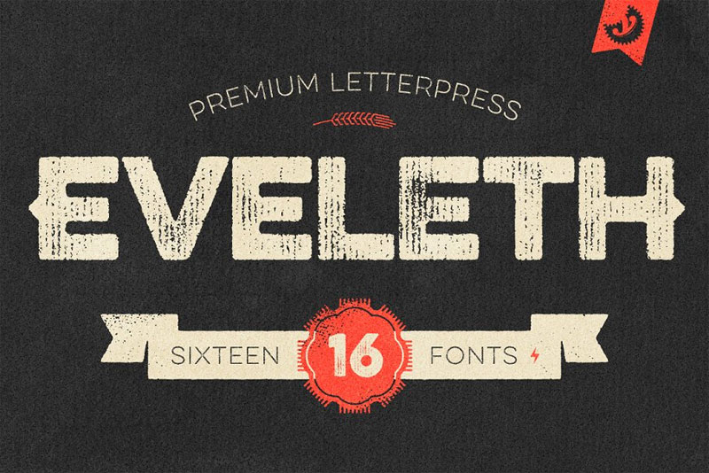 eveleth premium letterpress stamp font