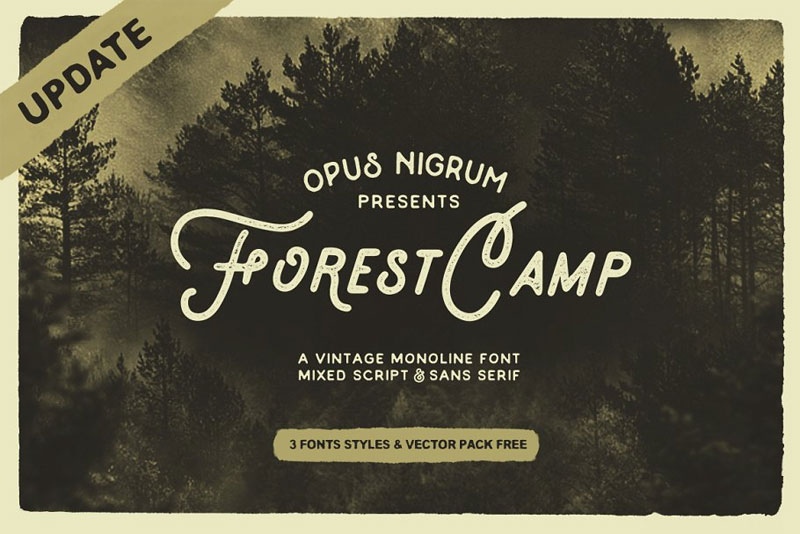 forest camp camping and hiking font