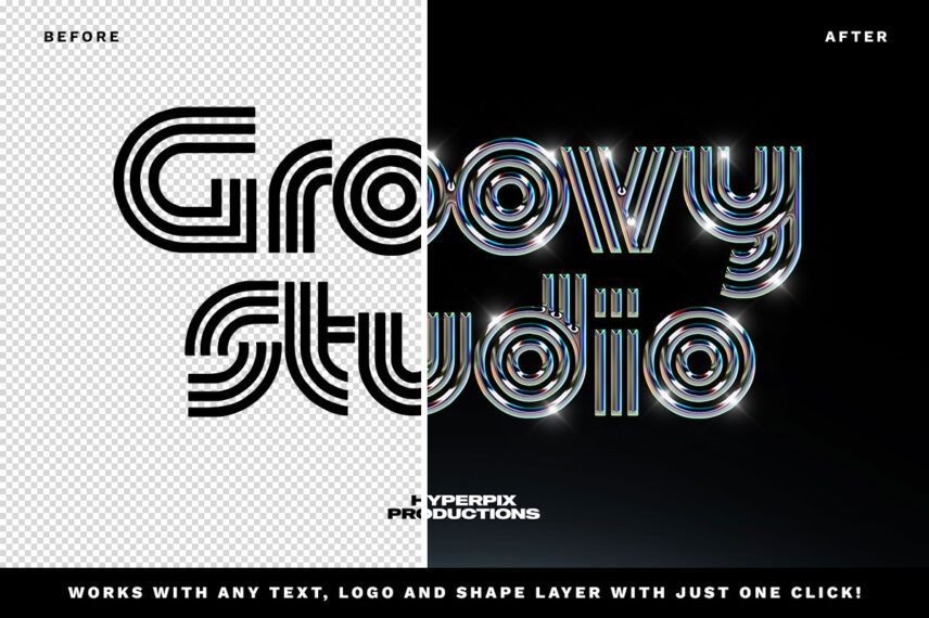 Groovy Chrome Text Effect