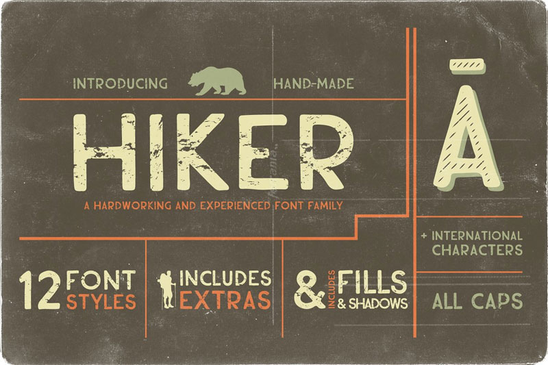 hiker premium stamp font