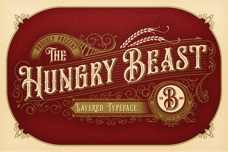 hungry beast layered steampunk font