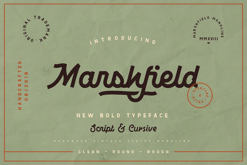 marshfield typeface camping and hiking font
