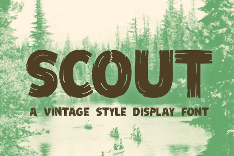 scout vintage style display camping and hiking font