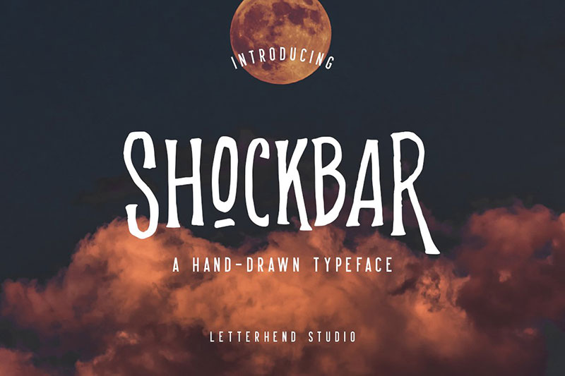 shockbar hand drawn typeface witch font