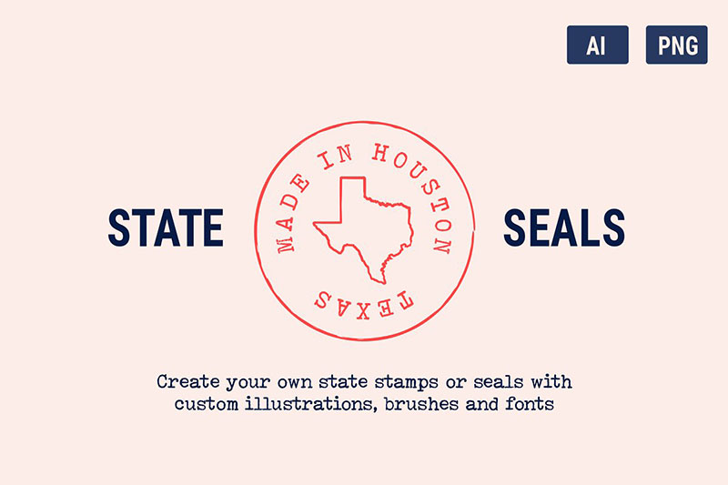 state seals stamps typewriter fonts