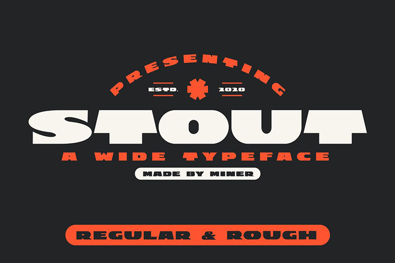 stout wide vintage modern typeface fat font