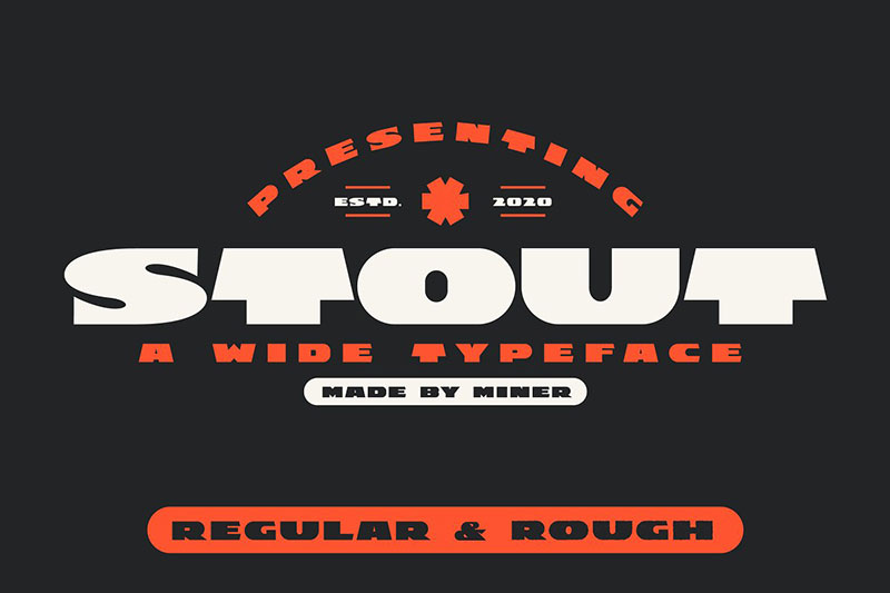stout wide vintage modern typeface fat font