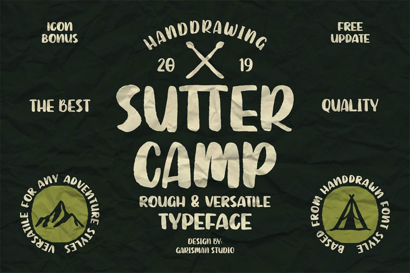 sutter camp camping and hiking font