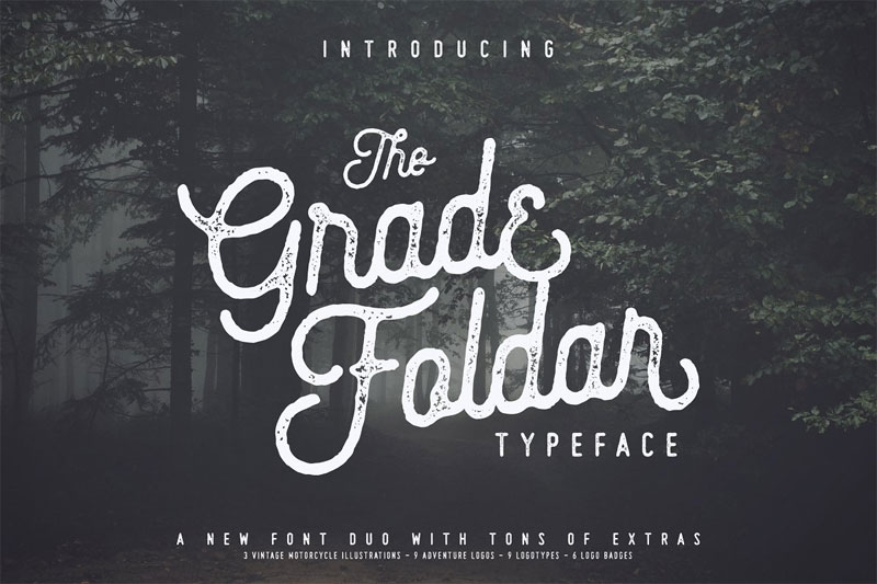 the gradefoldar + extras camping and hiking font