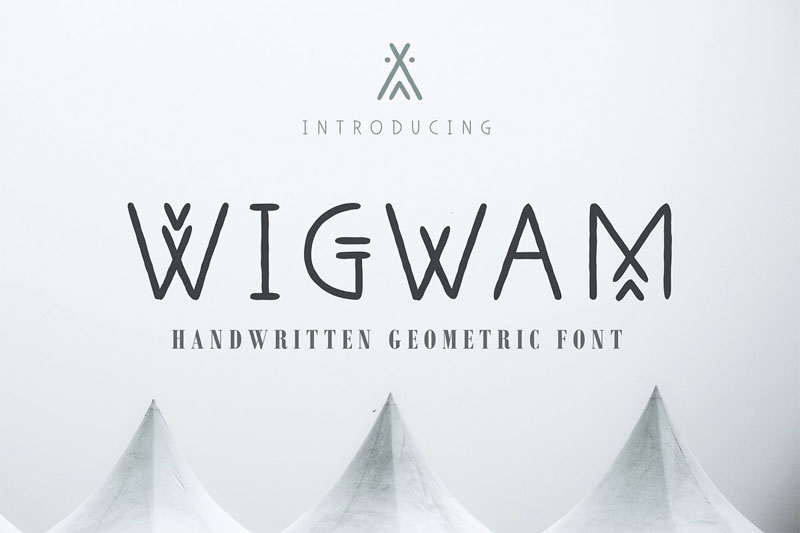 wigwam handwritten geometric camping and hiking font