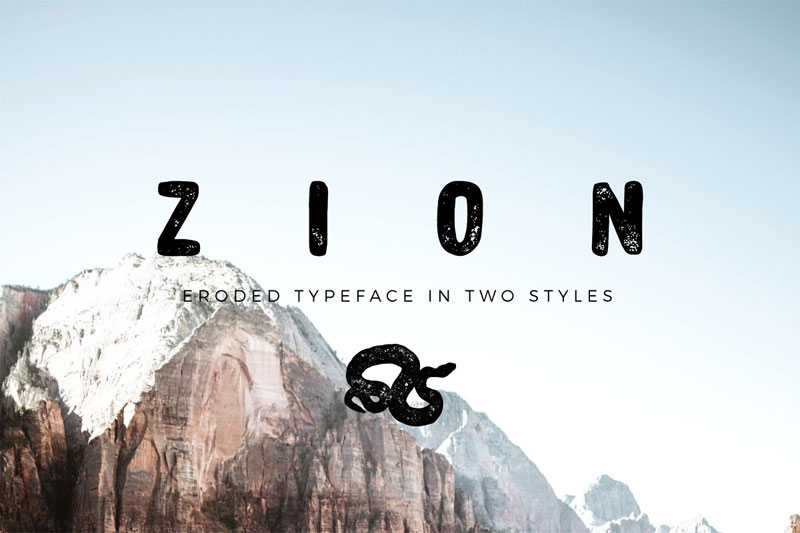 zion camping and hiking font