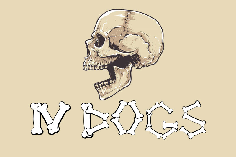 4 dogs skeleton font