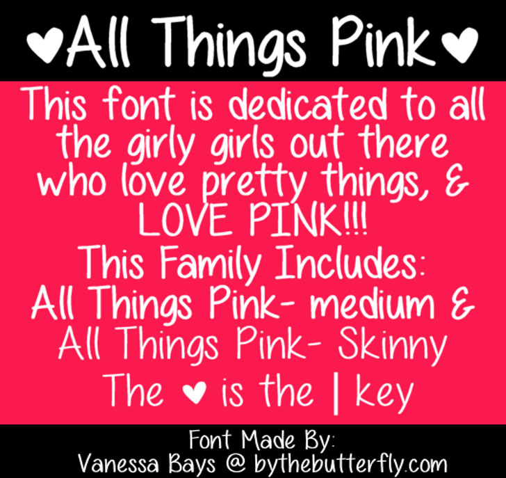 all things pink marker font