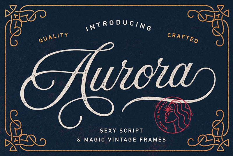 aurora script frames thank you font