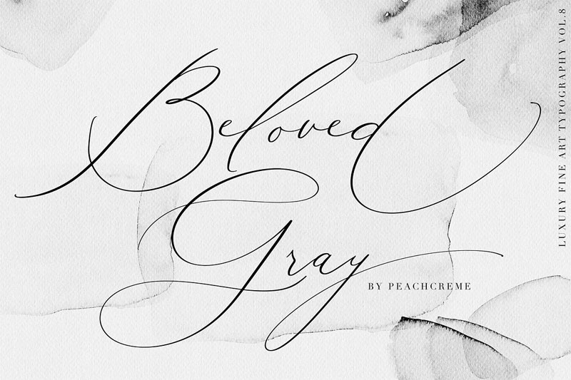 beloved gray fine art thank you font