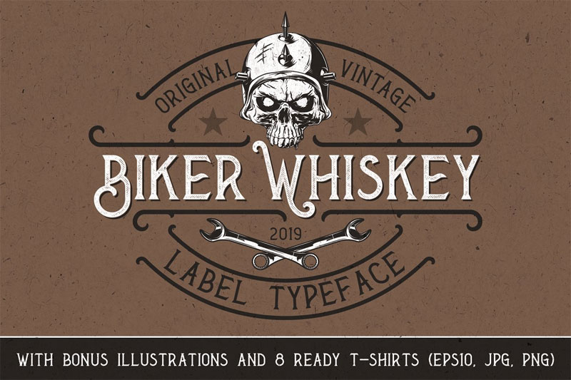 biker whiskey skeleton font