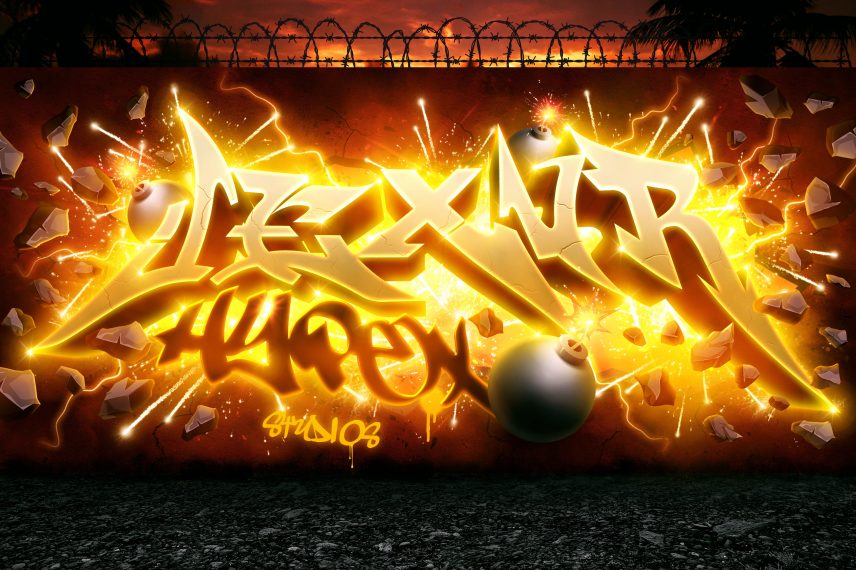 bomb explosion graffiti text effect vol 5 psd template
