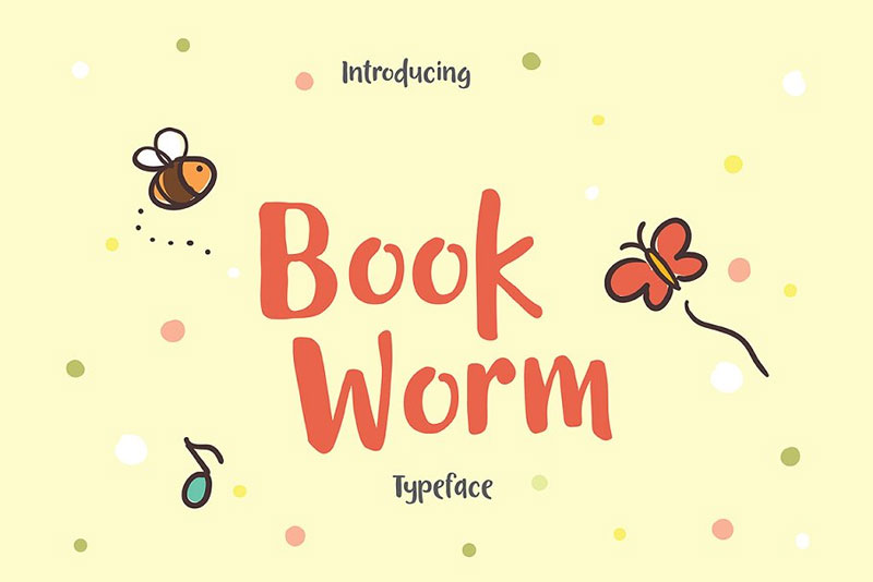 book worm typeface kindergarten font