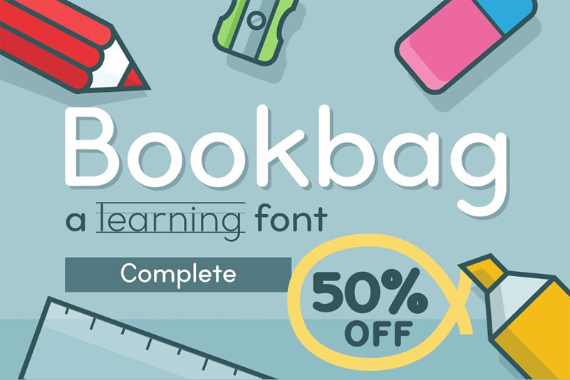 bookbag school kindergarten font