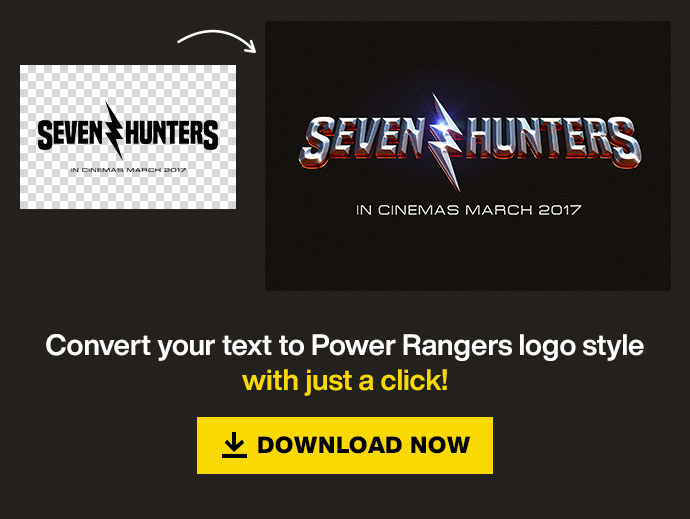 convert text to Power Rangers logo style