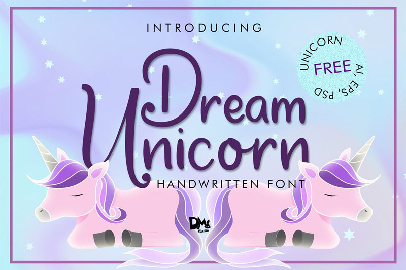 dream unicorn handwritten kindergarten font