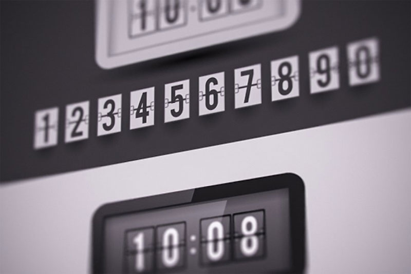 flap type clock. numbers set. digital clock font