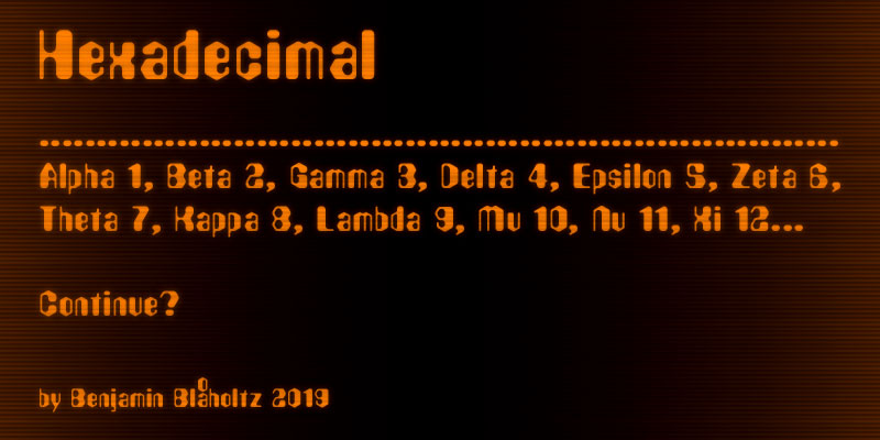 hexadecimal digital clock font