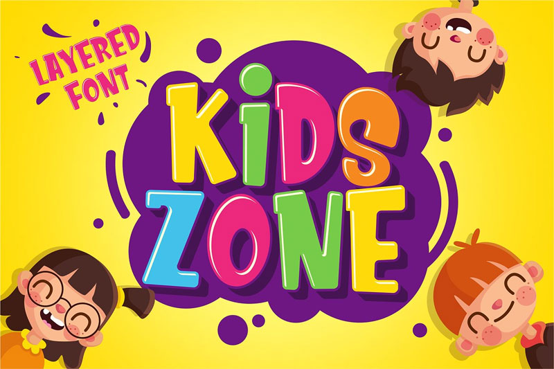 kids zone layered kindergarten font
