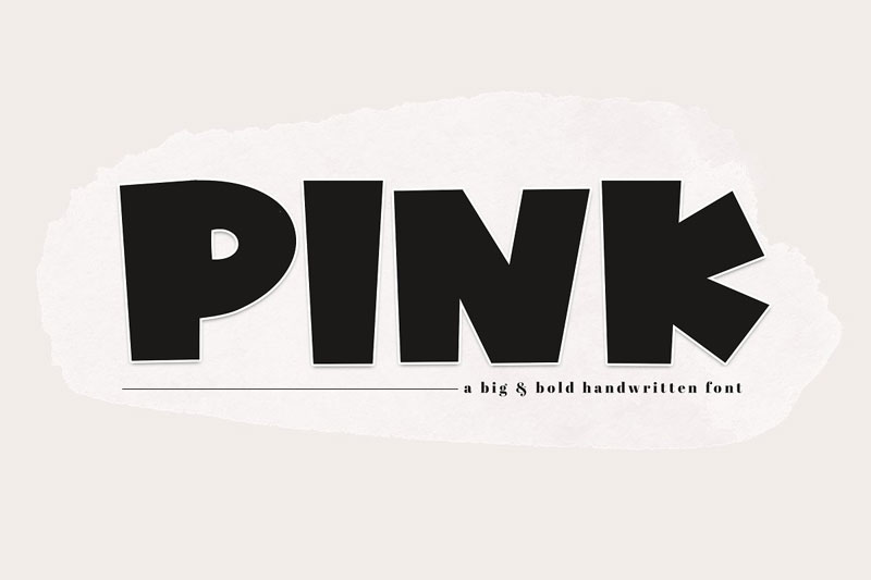 pink a bold handwritten bold font