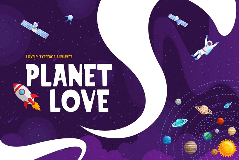 planet love fun children typeface kindergarten font