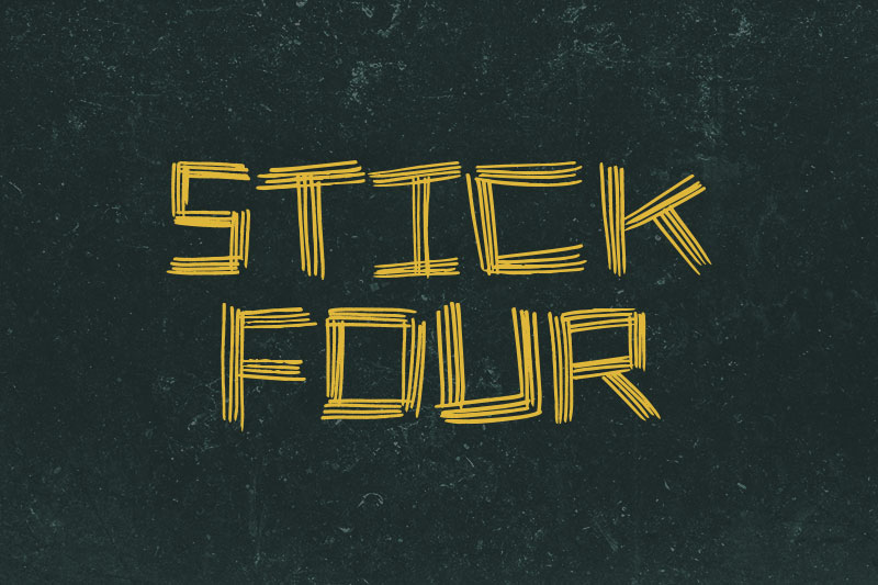 stick four wood font