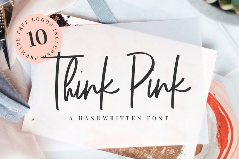 think pink handwritten thank you font