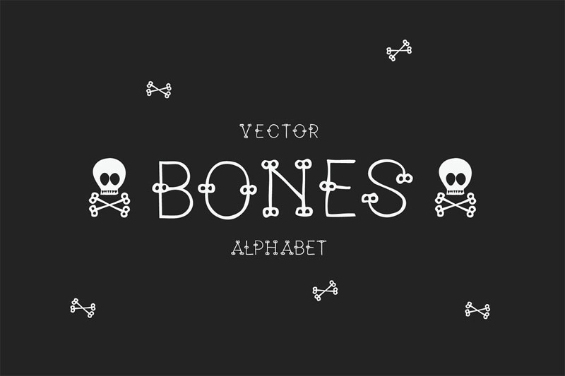 vector alphabet. bones skeleton font