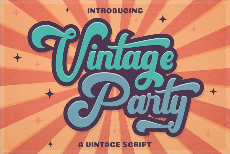 vintage party bold retro script bold font