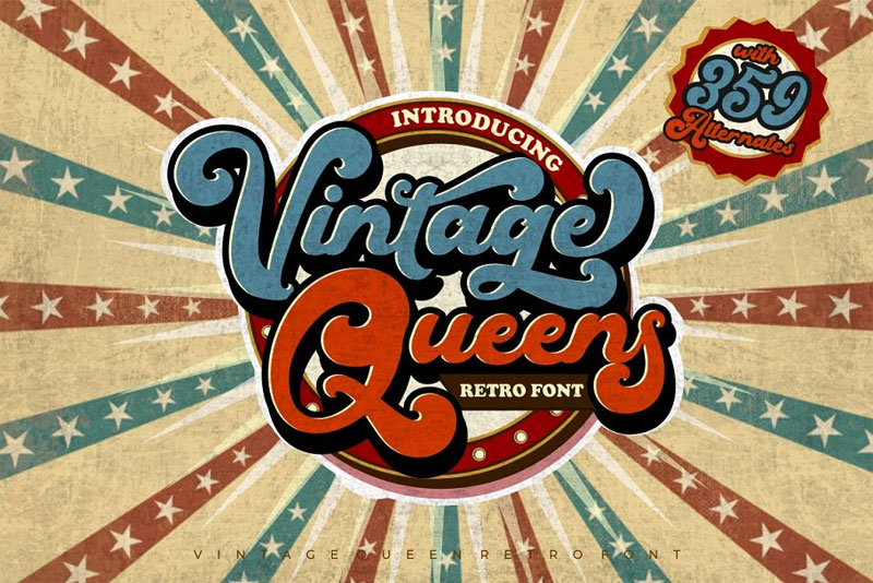 vintage queens retro bold script bold font