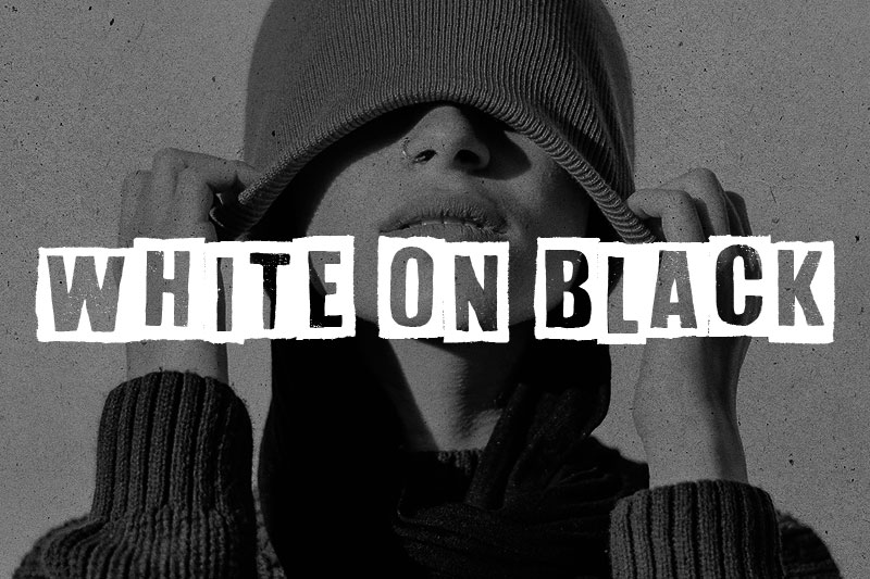 white on black bold font