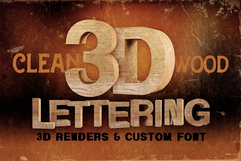 wood 3d lettering wood font