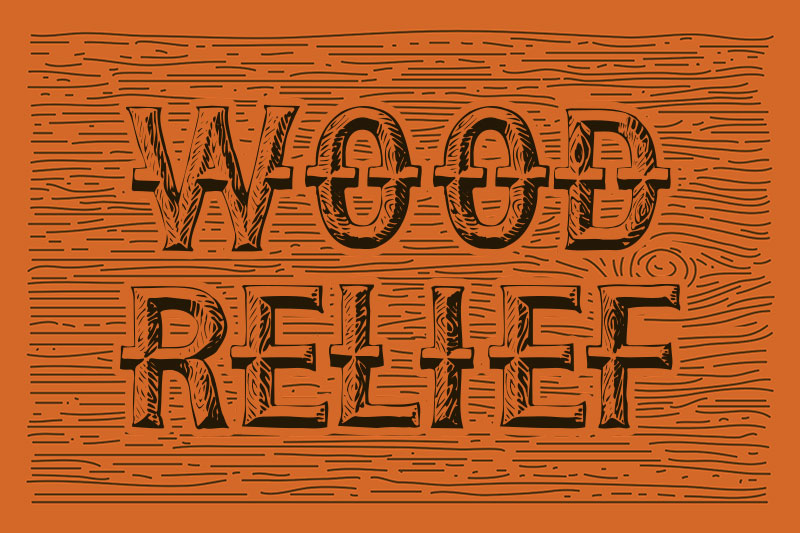 wood relief wood font