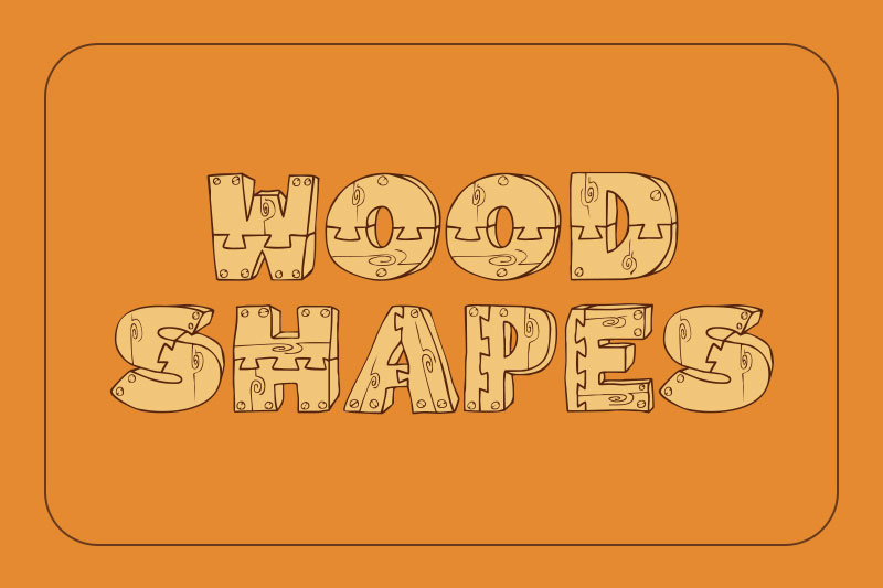 wood shapes wood font
