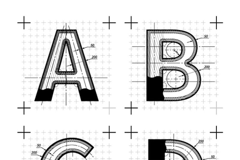 blueprint style architectural font