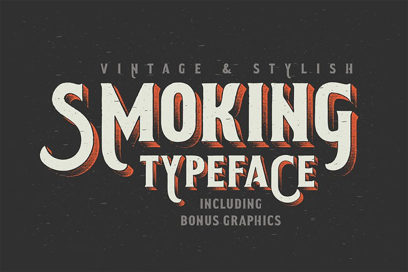 smoking typeface + illustration gangster font