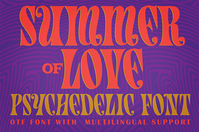 summer of love psychedelic tiki font