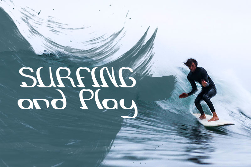 surfing and play surf font