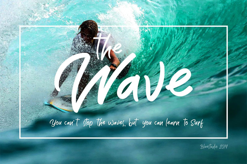 the wave display surf font